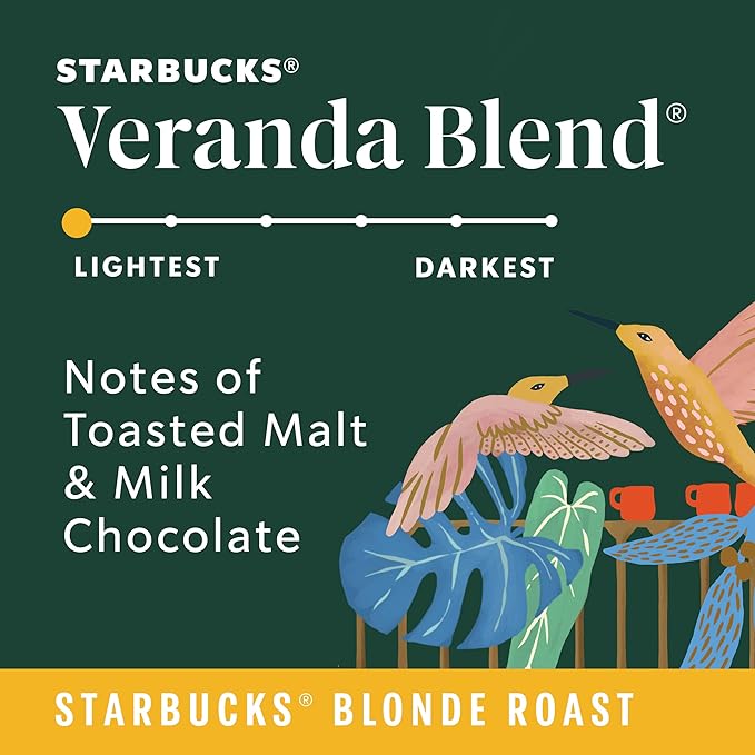 Starbucks Ground Coffee, Starbucks Blonde Roast Hot or Iced Coffee, Veranda Blend, 28 oz