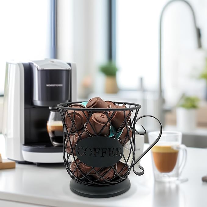 Coffee Pod Storage Basket - 35 K Cup Organizer, Black