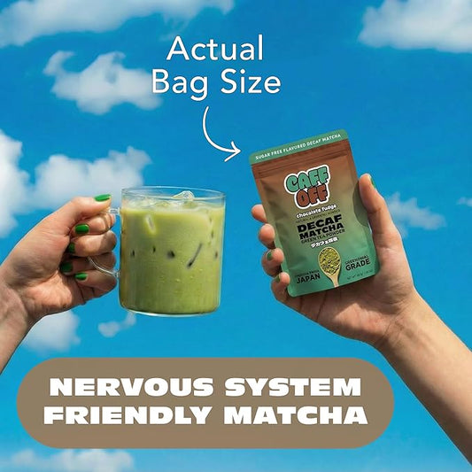 Caff Off Decaf Chocolate Matcha Green Tea Powder From Japan – 1.06 oz / 30 g – Ceremonial Grade & Sugar-Free – No Fillers or Milk Powders – Naturally Decaffeinated Without Chemicals – Tested for Heavy Metals – First Harvest, Shade-Grown & Caffeine-Free...