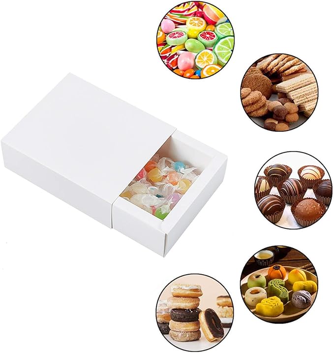 BENECREAT 20 Pack Kraft Paper Drawer Box 4.5x3x1.7" Festival Gift Wrapping Boxes Soap Jewelry Candy Weeding Party Favors Gift Packaging Boxes, White