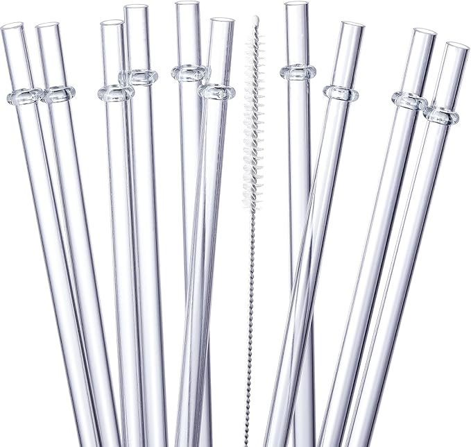 24 Pack, HIGHLY Transparent Reusable Plastic Straws with 4 Cleaning Brushes, 10.5 in Long Drinking Straws, Clear Replacement Straw for 16 24 30 32 OZ Tumblers, Cups, Jars, YETI, Starbucks - BPA FREE