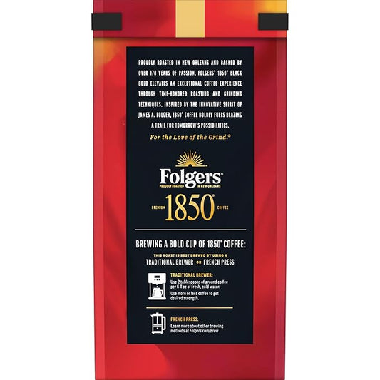 1850 Black Gold Dark Roast Ground Coffee, 12 oz