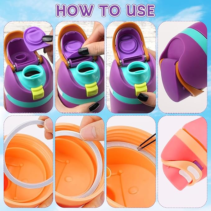 2 Sets Replacement Rubber Stopper and O Ring Gasket Compatible with Owala FreeSip 24oz 32oz,Water Bottle Lid Insert Cap Seal Parts for Owala 16/19/24/32/40oz Mouthpiece Accessories B2S3