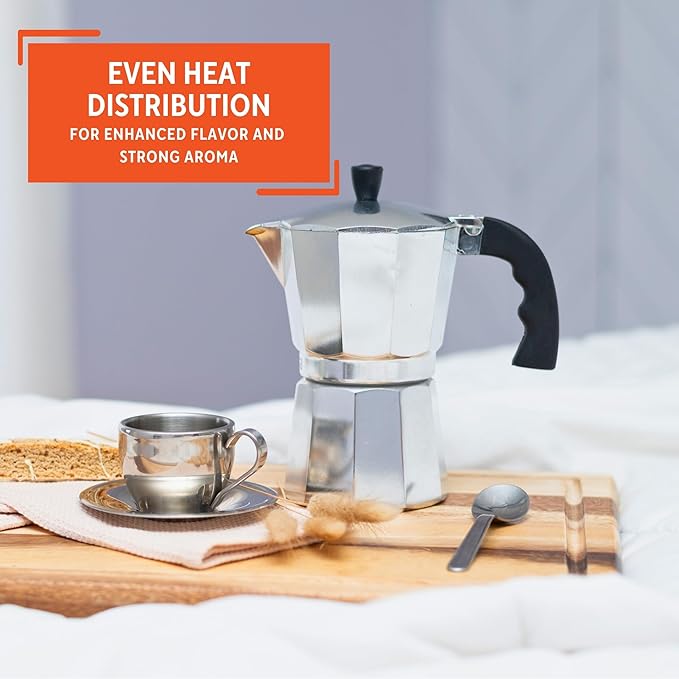 Imusa USA Aluminum Stovetop 6-cup Espresso Maker (B120-43V),Silver,(Pack of 4)