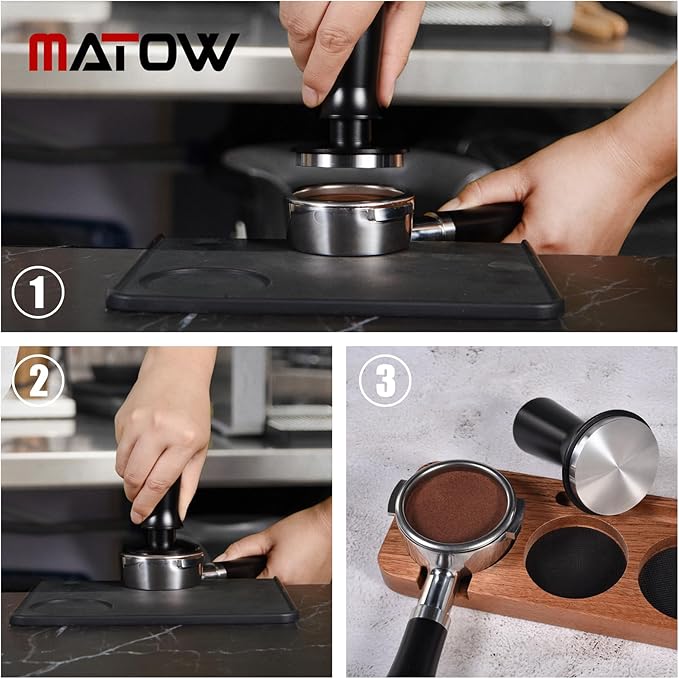MATOW 58.5mm Espresso Hand Tamper, Dual Calibrated Spring Loaded Coffee Tamper with Stainless Steel Flat Base, Pro-barista 30lbs Espresso Tamper with Anodized Aluminum Handle Fits 58mm Portafilter