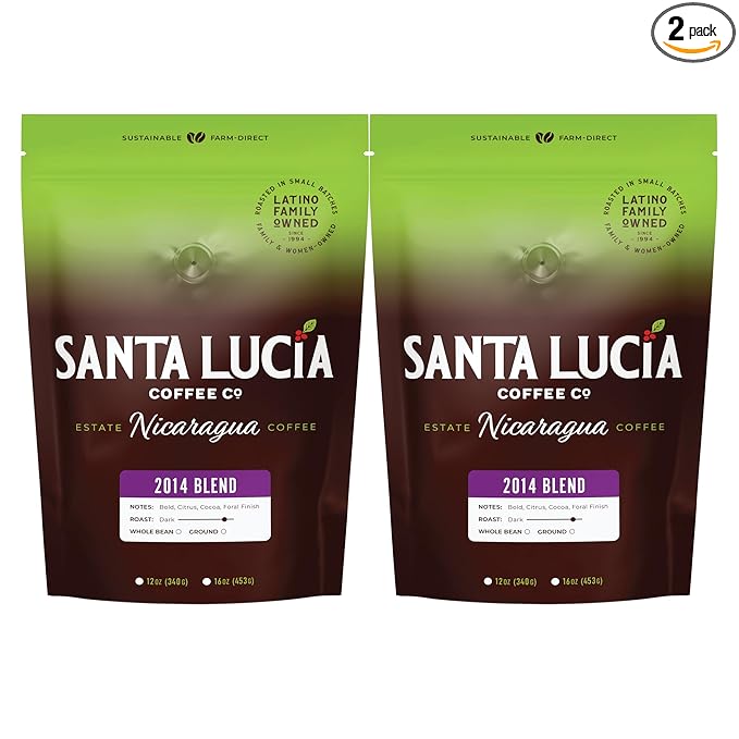 Santa Lucia Coffee - 2014 Nicaraguan Roast Coffee - Rich in Minerals - Low Acididity - Natural Sweetness - Strong & Bold Flavor - Subtle Undertones & Smoothness - Ground - 16oz. (Pack of 2)