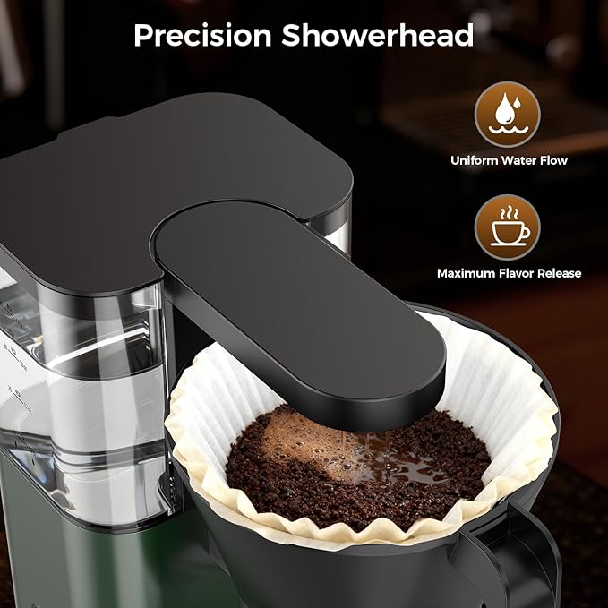Kismile 8 Cup Drip Coffee Maker Machine, Pour Over Coffee Brew with 3s Instant Heat 197-205℉, Removable Water Tank, Adjustable Flow Control, Deep Cold Brew & Keep Warm 40 Min, Easy to Clean (Juniper)