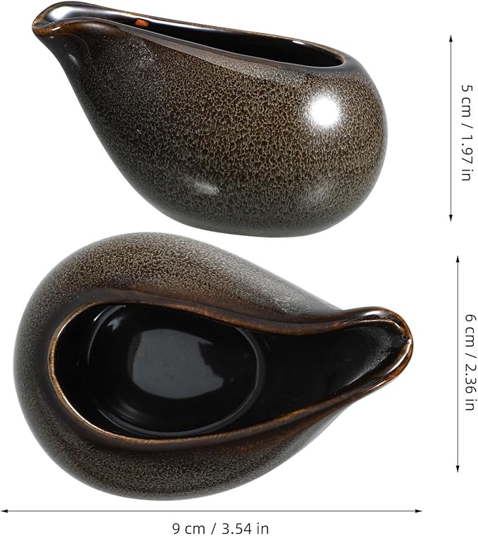 Amosfun 3.4 Oz Ceramic Creamer Pitcher Small Sauce Server Porcelain Dipping Pot with Lid for Kitchen Dining and Entertaining