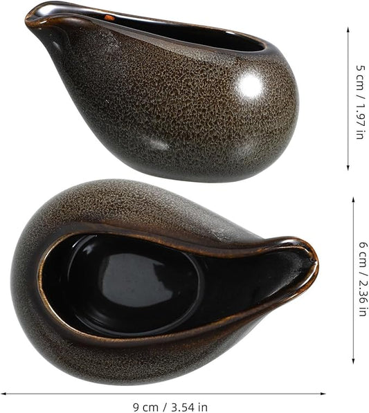 Amosfun 3.4 Oz Ceramic Creamer Pitcher Small Sauce Server Porcelain Dipping Pot with Lid for Kitchen Dining and Entertaining
