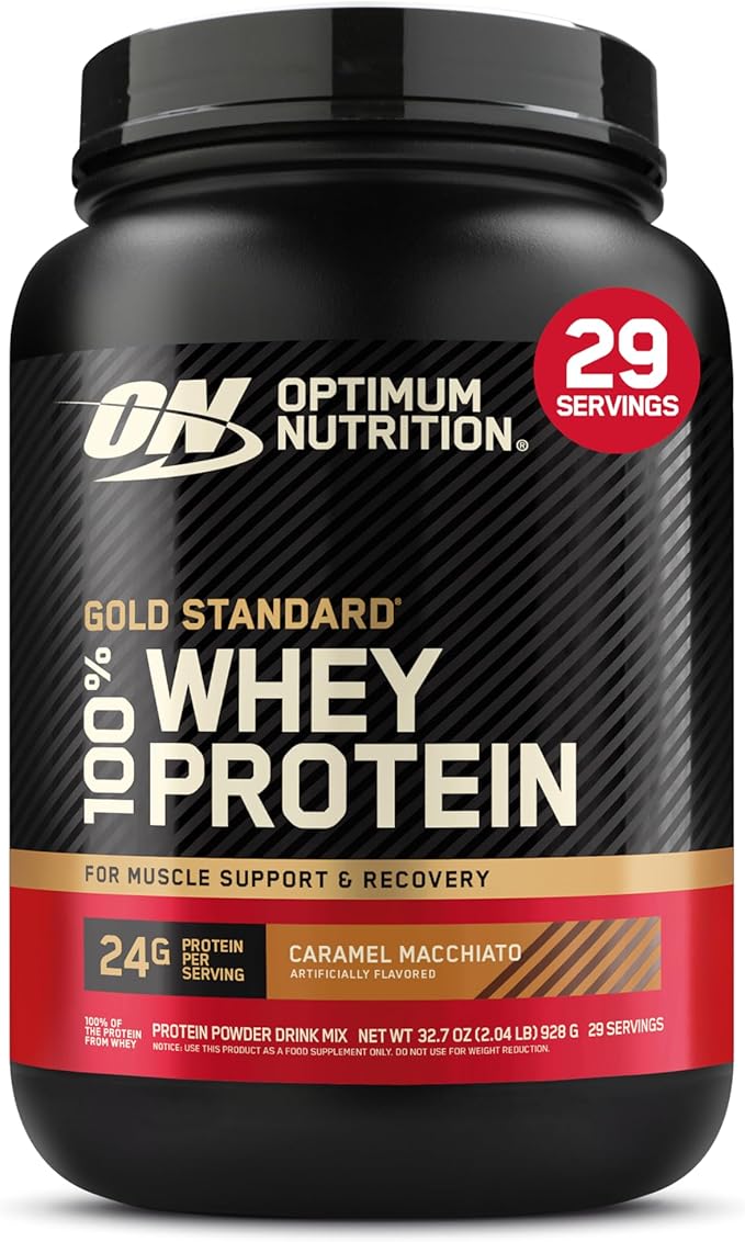 Optimum Nutrition New Flavor Gold Standard 100% Whey Protein Powder, Caramel Macchiato, 2 Pound (Pack of 1) (Packaging May Vary)