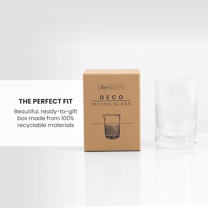 A Bar Above Cocktail Mixing Glass, Diamond Deco Enhanced Annealed Lead-Free Crystal Stirring Pitcher, Thick Weighted Base for Stable Stirring, 18 Oz Drink Mixer for Craft Cocktails at Home or Bars