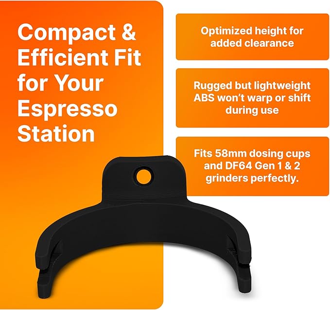 SplashNcolor Dosing Cup Holder for DF64 Gen 1 & 2 – Espresso Accessories – Compatible with 58mm Dosing Cups – Secure Fit, Minimal Spillage, Easy Installation – ABS Material - Black (1 Pack)