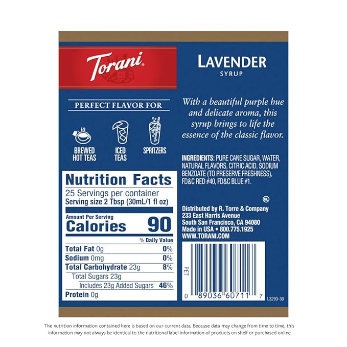 Torani Syrup, Lavender, 25.4 Ounces (Pack of 4)