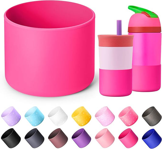 Silicone Boot for Owala 14/16 oz Water Bottle, Anti-Slip Protective Sleeve for Owala 12 oz Kids Tumbler, Boot Bottom Base fit Flip 14 oz Insulated Stainless-Steel Water Bottle (Rose Red)