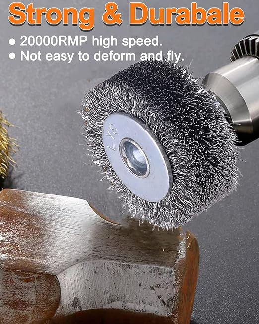10 Pack Wire Wheel Brush Wire Wheel Brush for Drill Attachment, Rocaris 2 Inch Heavy Duty Wire Brushes Removal Paint Rust & Corrosion, 0.0118" Carbon Steel Wire, 1/4in Shank, 20000RPM