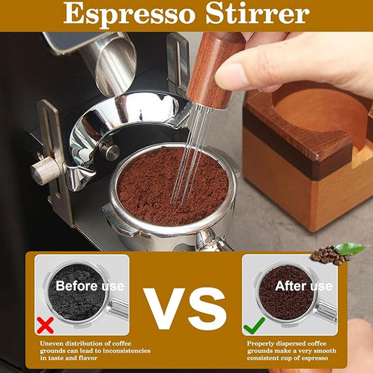 51mm Espresso Accessories Kit, Wooden Handle Espresso Tamper, WDT Tool, Puck Screen and Dosing Funnel Set Fits Delonghi 51 mm Espresso Coffee Machines and Portafilter, Barista Tools