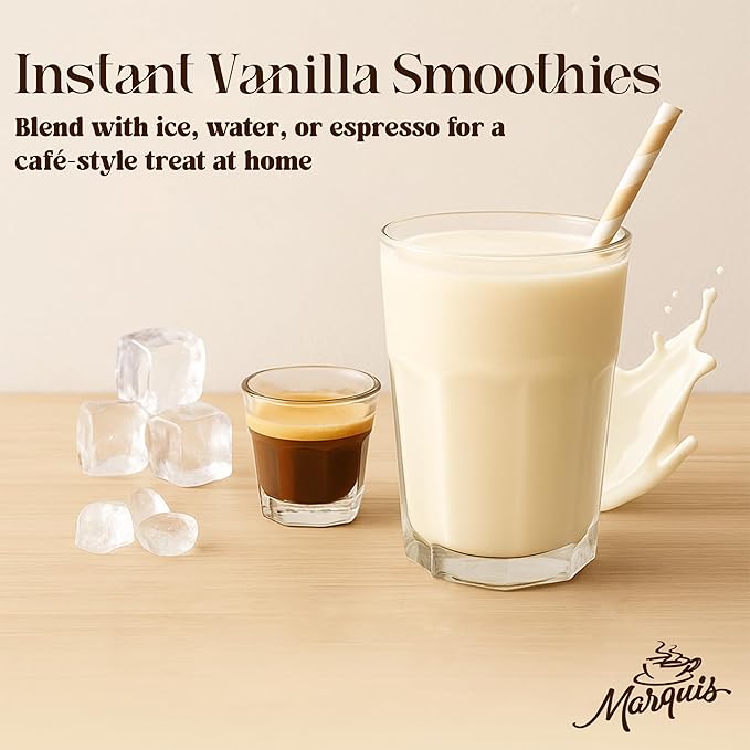 Marquis Vanilla Drink Mix – Smoothie Base and Blended Cream Beverage Powder for Smoothies and Blended Coffee, 48oz / 3lbs