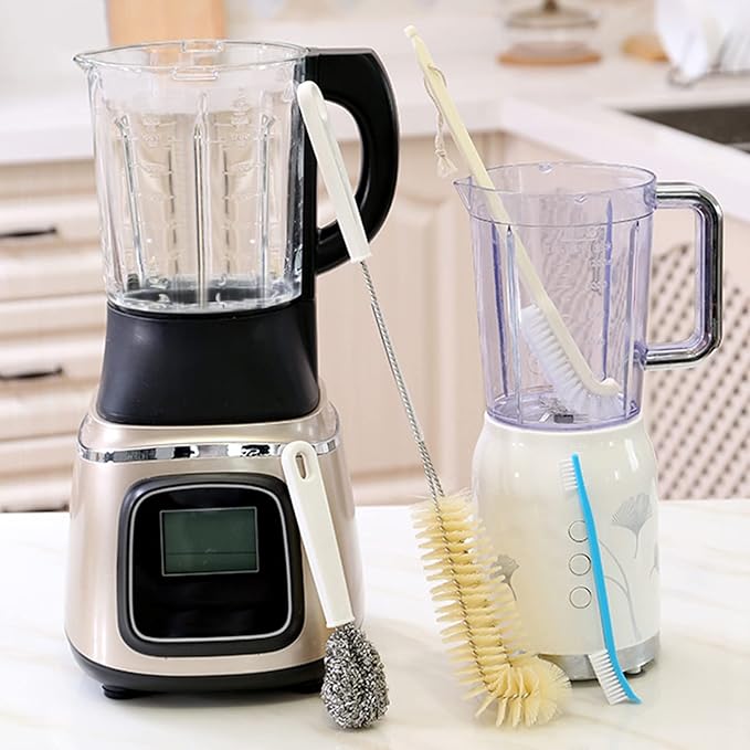 Portable Blender Cleaning Brush Set of 4 - With Hanging Hole - Long Handle - For Water Bottles & Blenders