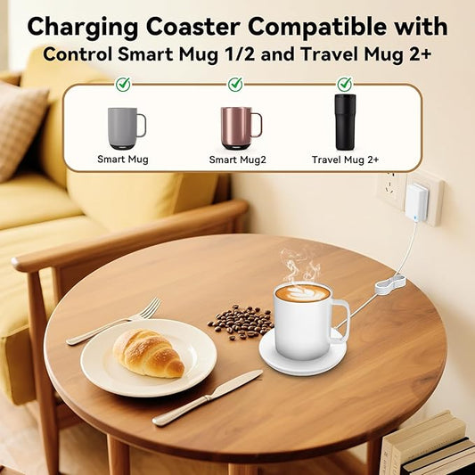 Replacement Charging Coaster 2 for Temperature Control Smart Mug 2,Mug1,Cisain Mug Power Cord Compatible with Em/BER Smart Cups (White)