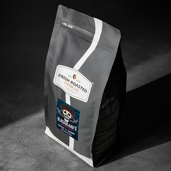 Fresh Roasted Coffee, Blackbeard's Revenge, 5 lb (80 oz), Medium Roast, Kosher, Whole Bean