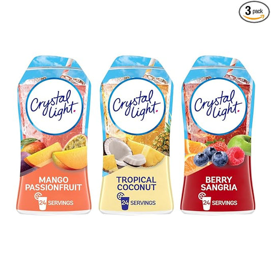 Crystal Light Liquid Water Enhancer Variety Pack – Mango Passionfruit, Tropical Coconut & Berry Sangria Sugar-Free Drink Mix (1.62 fl oz, 1 Ea.) (Variety Pack)