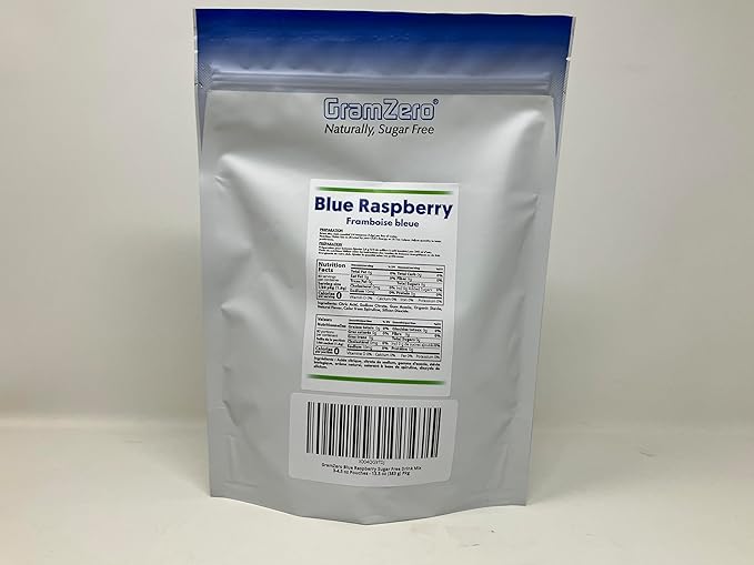 GramZero All Natural Blue Raspberry Zero Calorie Sugar Free Drink Mix, Great For Nutrition Club Loaded Tea, Stevia Sweetened