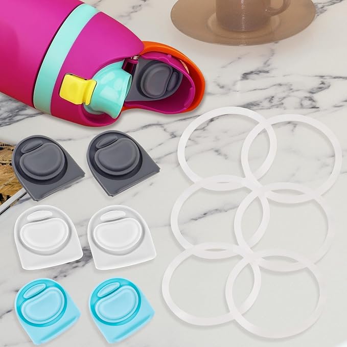 6 Sets Replacement Stopper and O Ring Gasket Compatible with Owala FreeSip 24oz 32oz,Water Bottle Lid Insert Cap Silicone Seal Parts for Owala 16/19/24/32/40oz Mouth Piece Accessories Z6S1