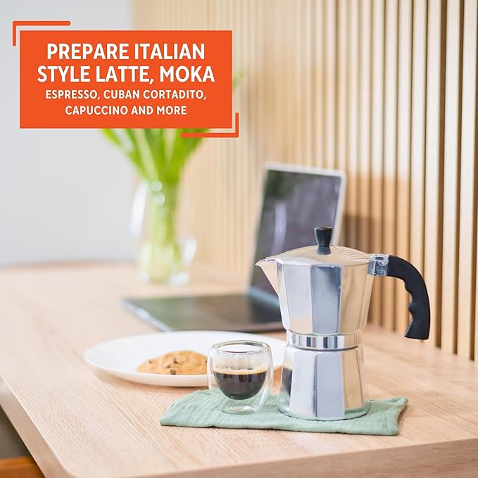 Imusa USA Aluminum Stovetop 6-cup Espresso Maker (B120-43V),Silver,(Pack of 4)