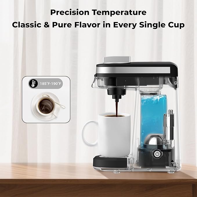 CHULUX Single Serve Coffee Maker for K Capsule, Mini Single One Cup Coffee Machine, Perfect for Small Space, Black