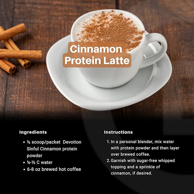 Devotion Nutrition Protein Powder Sinful Cinnamon – 20g Whey Isolate & Casein Protein Blend – No Added Sugar, Low Carb, Gluten-Free, Keto-Friendly, 1g MCT, Kosher – 2lb Pouch