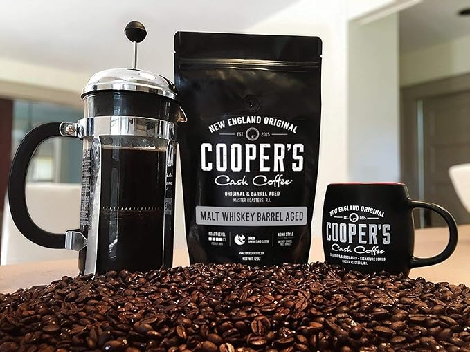 Single-Malt Whiskey Barrel Aged Coffee - Ground - Single Origin Sumatra Coffee Beans Aged in Stout Whiskey Barrels - UPRISING- 2lb Bag