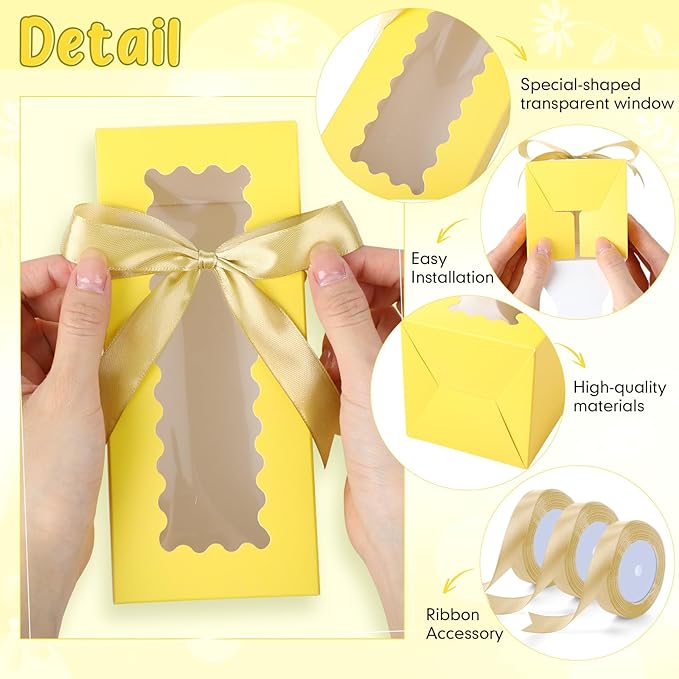 Windyun 100 Pcs Tumbler Gift Boxes for Sublimation Glass Exhibition Boxes Transparent for 12oz 16oz 20oz Shipping Cup Exhibition Packaging for Jars Mug Can Party Supplies(Yellow)
