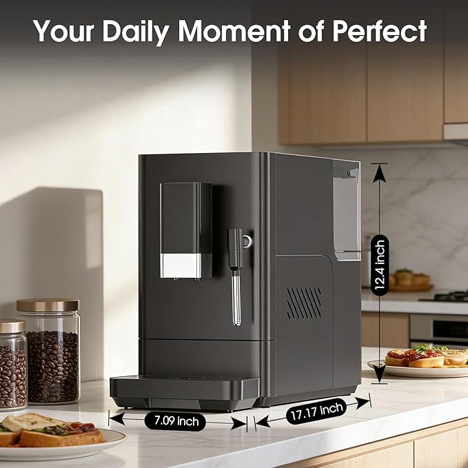 COWSAR 20bar Automatic espresso machine with grinder & Manual Milk Frother, Auto-Clean Function espresso maker, Professional expresso coffee machines with button controls for Cappuccino, latte, Black