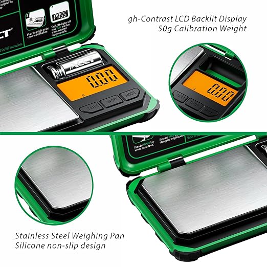 ACCT Precision Pocket Scale, 200gx0.01g Jewelry gram Scale, Digital Food Scale with LCD Display, one-Click Conversion 6 Units, Mini Scale for Kitchen/Powder/Coffee/Coins(Battery Included)