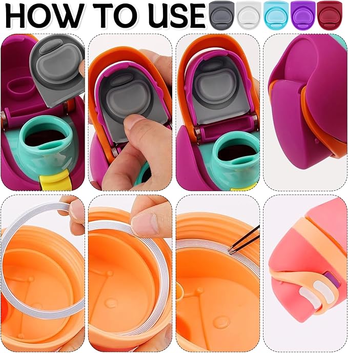 5 Sets Replacement Seal Gasket Stoppers for Owala Freesip 16oz 32oz Cap Mouth,Silicone O Sealing Ring Parts Water Bottle Top Lid Accessories for Owala Freesip 16/19/24/32/40oz（5 colors 8