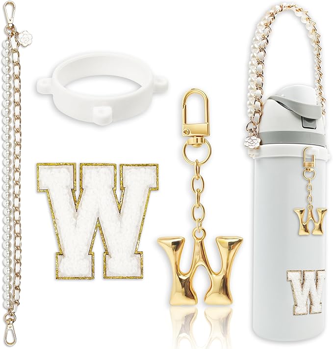 Letter Handle Strap Accessories with Cute Initial Charm Compatible with Owala Water Bottle 24oz 32oz 40oz Owala Kids