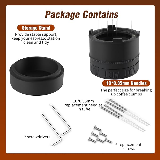 WDT Tool Espresso, Espresso Distribution Tool Compatible with Breville Espresso Machine 51MM Bottomless Portafilter Baskets, Spinning Espresso Needle Stirrer, Espresso Machine Accessories