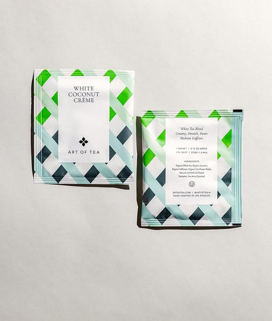 Art of Tea | White Coconut Crème Tea | 50 Eco Friendly Pyramid Tea Bag Sachets