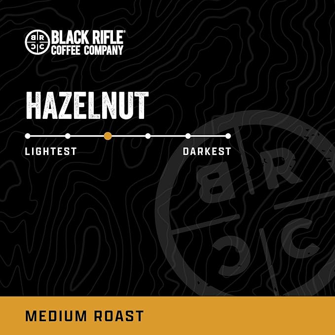 Black Rifle Coffee Company Hazelnut, 12oz Bag, Ground Coffee Medium Roast - Roasted Blend Made from Arabica Beans - Colombian & Brazilian Beans - Veteran Founded & American Made