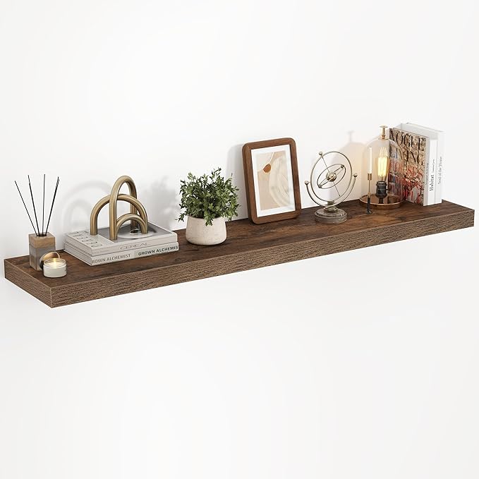 40 Inch Floating Shelves, 3D Textured Wood Grain, 40"x9.25"x1.5" Inch Deep Floating Shelves for Wall, Wooden Shelves for Bathroom, Bedroom, Living Room, Brown, 1 Piece