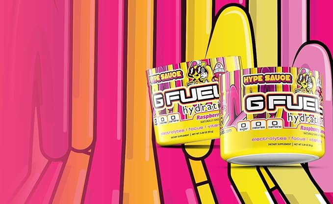 G Fuel Hype Sauce Supreme Hydration, Electrolyte Powder Mix for Energy & Focus, Sugar and Caffeine Free Supplement with Essential Vitamins & Minerals, Raspberry Lemonade Flavor, 3.3 oz - 30 Servings