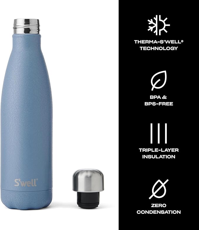S'well Stainless Steel Water Bottle, 17oz, Desert Sky, Triple Layered Vacuum Insulated Containers Keeps Drinks Cold for 36 Hours and Hot for 18, BPA Free, Perfect for On the Go
