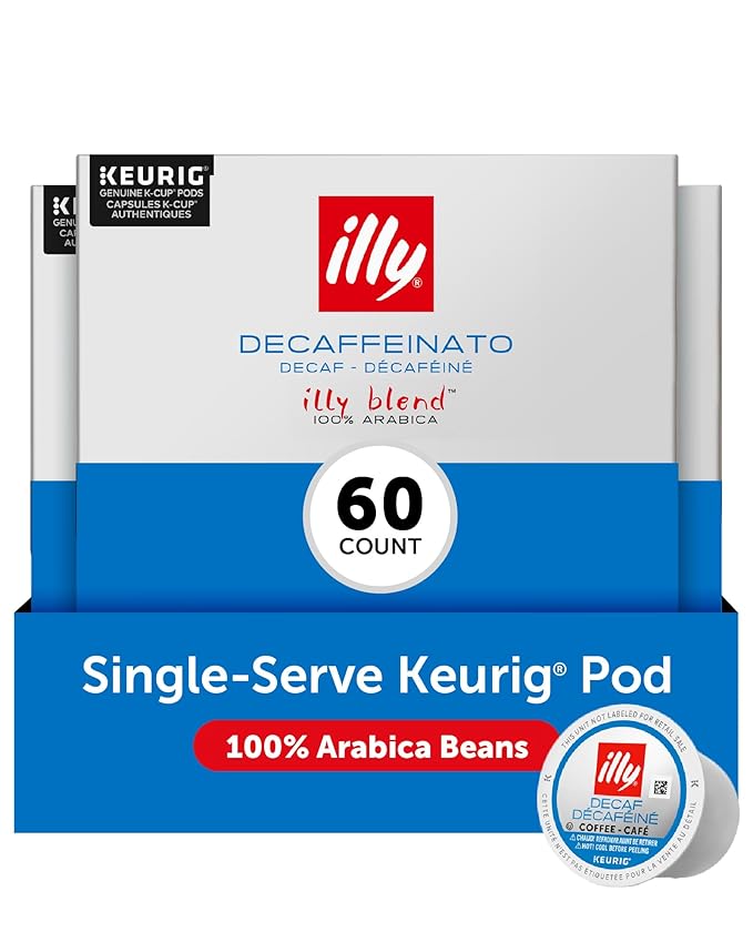 illy Decaf Coffee K Cup, Pods for Keurig Machines, Classico Decaffeinated Medium Roast, 100% Arabica, Premium Italian Coffee, 10 Count, 6 Pack