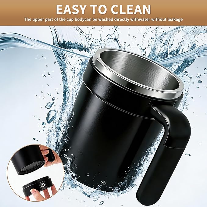 2026 Upgraded Stirring Coffee Mug,With LCD Temperature Display,Rechargeable Automatic Magnetic Stirring Coffee Mug,304 Stainless Steel,for tea/Hot Chocolate/Milk Ideal Gift for Coffee Lovers (Black)