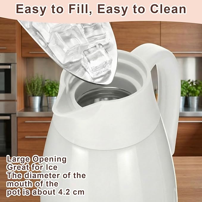Norme 2 Pcs Thermal Coffee Carafe Insulated Stainless Steel Coffee Carafe for Hot Liquid Vacuum Thermal Pot Creamer Pitcher Dispenser with Brushes Keeping Hot Water Milk (Beige,51 oz)