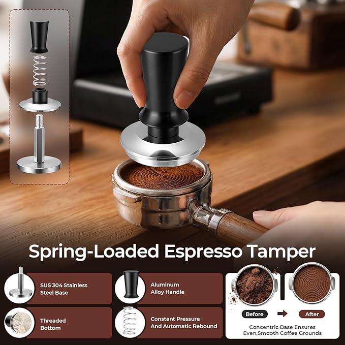 5PCS 58mm Espresso Accessories Kit,Espresso Tamper Tool,Coffee Distribution Tools,WDT Tool Espresso,Magnetic Dosing Funnel and Espresso Puck Screen,Fits 58mm Espresso Machine Portafilter (58mm)