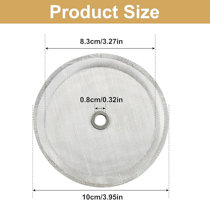 OSVJE 4 Pack Reusable French Press Filter Screen, Stainless Steel Mesh Replacement Screen Universal Filter, 4 Inch Mesh Replacement for 34oz/1000ml/8 cups Coffee Press