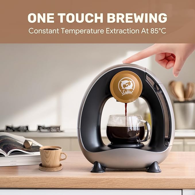 2-in-1 Coffee Maker, Fast Brew in 1.5mins, Single Serve Coffee Machine Compatible with K-Cup Pods & Ground Coffee, 1400W 20s Preheat, Compact for Home,Small Place,Office & RV, 8oz,Dark Grey