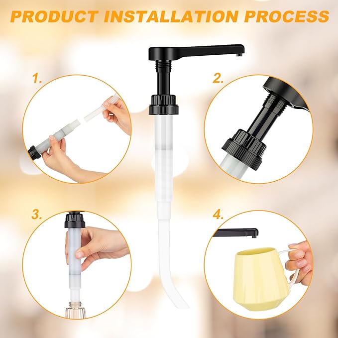 Hushee 2 Pcs Coffee Syrup Pump Sauce Pump Dispenser for 64 oz Syrup Bottles Reusable Sauce Pumps Coffee Dispenser Multifunctional Sugar Pumps for Chocolate Caramel Vanilla Mocha Sauces(Black)
