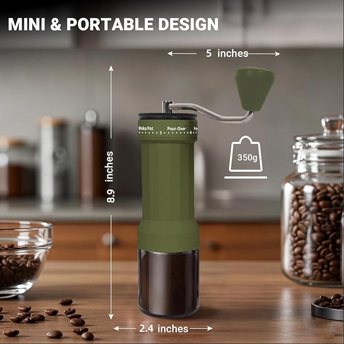 Mini Manual Coffee Grinder – 40 Adjustable Settings, Portable Hand Crank Mill with 30g Capacity, Conical Burr for Espresso, Pour Over, French Press | Perfect for Travel, Camping & Office